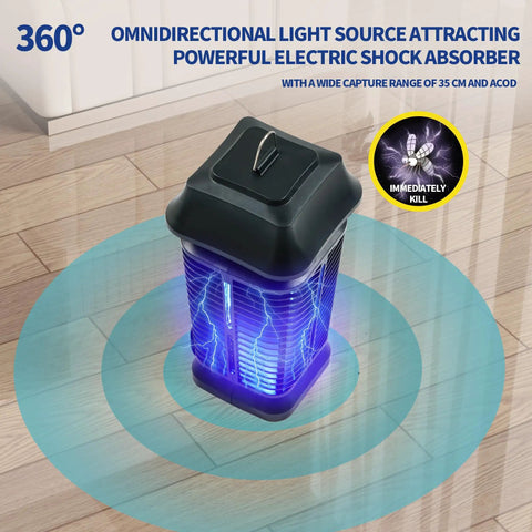 Outdoor Bug Zapper Mosquito Killer For Home Backyard Patio 90 130V Electric Fly Trap Indoor Outdoor Use Easy Clean High Voltage Insect Eliminator For Wasps Gnats Flies Mosquitoes with blue-violet light.