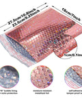 Rose Gold Holographic Bubble Mailers Bulk Pack Of 30 Self Sealing Padded Envelopes 11 By 7 Inches For Shipping And Packing With Privacy Protection Cushioning Ideal For Ecommerce Sellers And Gift Shipments, shown with size details and features like bubble lining.