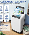 20 Lb Compact Washer And Spin Dryer Combo For Apartments With Sturdy Slow Close Glass Lid, shown in a bright room with laundry details.
