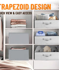 Large Capacity Collapsible Closet Storage Bins With Handles Four Pack for clothes and blankets in trapezoid design shelves