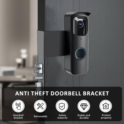 Anti Theft Doorbell Mount No Drill Easy Install Mounting Bracket For Video Doorbell Camera on door with weather shield