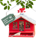 Country House Squirrel Proof Bird Feeder With Weathervane 8 Lb Seed Capacity All Metal Durable Construction Easy Fill Outdoor Feeder Rustic Red Backyard Decor For Birds showing metal design in tree setting
