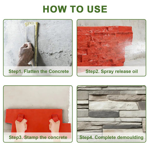 How to use steps for Stamp Mats Set With Handles For Concrete Projects Pro Grade Durable PU Molds With Seamless Granite And Slate Texture