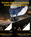 Pro Grade High Performance Pneumatic Chamfering Tool For Metal Wood PVC And Acrylic, 30000 RPM Air Deburring Bevel Tool With 6 Bearings, 8 C Blades And 6 R Blades, 45 Degree Chamfer, 1 Quarter Inch Air Inlet, Complete Screw Kit