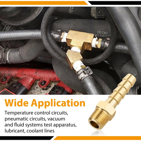 4 Pack Brass Hose Barb Fittings 1/4 Inch Barb To 1/8 NPT Male Thread Air Hose Fittings installed in engine