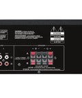 Back view of R S202BL Stereo Receiver With Bluetooth For Streaming Your Tunes Dual Speaker Outputs Auto Power Standby Two System Speaker Selector FM AM Presets Headphone Terminal High Fidelity Home Audio System showing input connections and speaker outputs