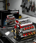 Dope Realistic V8 Engine Model Kit That Runs On Its Own With 8 Cylinders Rechargeable Motor on workbench