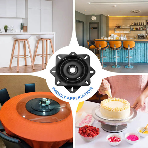 Two Pack 5 Inch Bar Stool Swivel Replacement Base Plate With 360 Degree Turntable And Square Ball Bearing For Recliners Or Tables Easy Install Black 125x125x18mm black metal swivel plate for bar stools and cake turntables