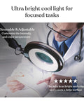 Doctor using Hands Free Magnifying Floor Lamp with Dimmable LED Light, 5 Diopter Lens, for focused tasks and precision work.