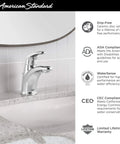 Colony Pro Single Handle Bathroom Faucet With Metal Pop Up Drain In Polished Chrome 1.2 GPM Flow Hot Water Safety Stop