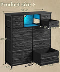 Dimensions of Modern Black Dresser For Bedroom With Built In Charging Station And Bright Led Lights Ten Drawer Storage Cabinet