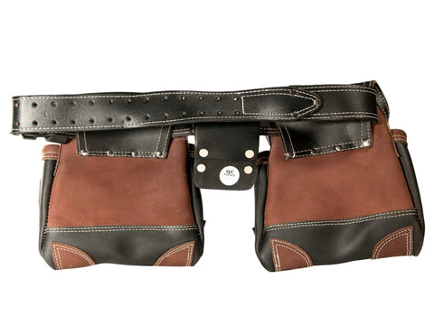 Genuine Leather Framer Tool Belt With 10 Sliding Pouches And 3 Hammer Holders Built Tough For Construction Work All Day Comfort