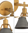 Antique Brass And Black Silver Finish Wall Sconce Lighting Fixture Modern Vintage 1 Light Wall Mounted Lamp details close-up