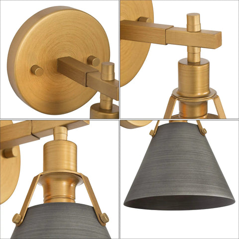 Antique Brass And Black Silver Finish Wall Sconce Lighting Fixture Modern Vintage 1 Light Wall Mounted Lamp details close-up