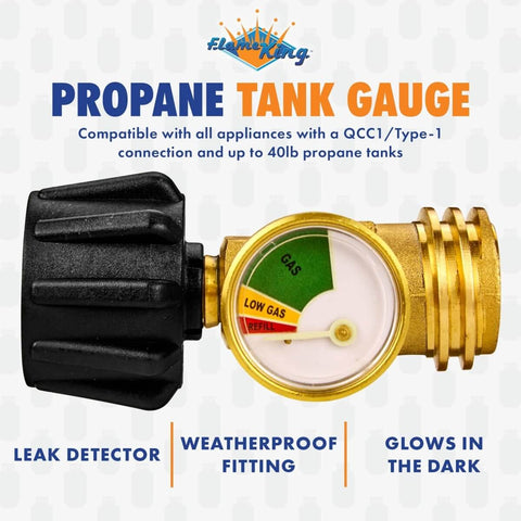 Propane Tank Gauge Level Indicator And Gas Pressure Meter With Color Coded Glow In The Dark Universal For All Cylinders Solid Brass