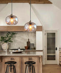 Bottom Line Quality Clear Marble Glass Pendant Lights 2 Pack Hand Blown Globe Hanging Lamp For Kitchen Island with stylish modern design.