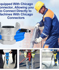 Heavy Duty Industrial Compressor Air Hose Three Quarter Inch By Twenty Five Feet featuring Chicago connector for direct machine use.