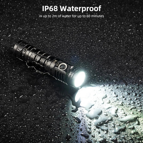 C2 USB C Rechargeable Flashlight 2000 Lumen Tactical Light With 7 Modes IP68 Waterproof For Outdoor Camping Emergencies And Everyday Carry Beefy Aluminum Body With Long Battery Life Type C Rechargeable