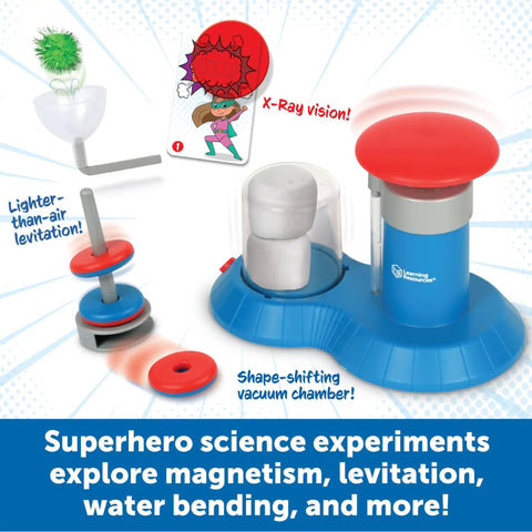 STEM Explorers Superhero Science Kit For Kids With Magnets Color Mixing Levitation And Critical Thinking Experiments 21 Piece Set For Ages 6 Plus Hands On Real World Lab Tools Kid Safe featuring levitation and vacuum chamber