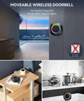 Ultra Long Range 1300 Feet Wireless Doorbell With RGB Alarm Lighting, Battery Powered, IP66 Waterproof, 60 Plus Chimes, 5 Level Volume, Portable Receiver For Home Office Classroom And Business, 4.5 Year Battery Life, wall-mounted and portable receiver