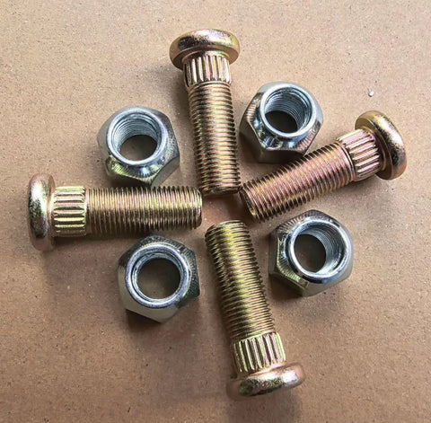4 Pack Half Inch 20 Thread Press-In Wheel Studs With Lug Nuts Replacement For Hydro Gear 44431 displayed on cork board