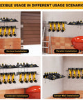 Heavy Duty Wall Mount Tool Organizer Four Pack Set with dual racks and drill slots in various setups for garage use