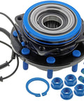 Front Wheel Bearing And Hub Assembly For 2005 To 2010 Ford F250 F350 Super Duty Four Wheel Drive with blue components and hardware.