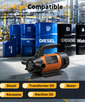 Heavy Duty 12V Electric Fuel Pump Kit Featuring A Slick 15 Gallon Per Minute Flow Rate For Fast Diesel Fuel Transfer On The Jobsite Without Any Stress with various fuel barrels