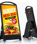 Kick Your Retail Game With This 43 Inch Portable Outdoor Digital Signage packing 2000 nits brightness promoting a burger deal.