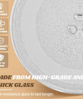 Close-up of 9.6 Inch Microwave Glass Plate Replacement with texture detail, highlighting heat resistance and durability.