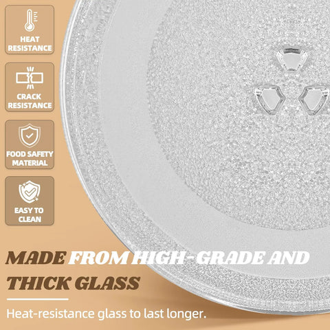 Close-up of 9.6 Inch Microwave Glass Plate Replacement with texture detail, highlighting heat resistance and durability.