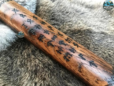 Custom Handmade Bear Engraved Decorative Hammer For Blacksmiths And Crafters, illustrated on rosewood handle with symbols.
