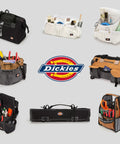 Various tool bags including 20 Inch Heavy Duty Canvas Tool Tote For Painters Carpenters And Builders With Rugged Zipper in white.