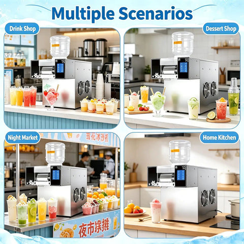 Commercial Flake Ice Maker Hits Speed Records In Three Seconds Flat While Pushing 120 Kilograms Daily Inside A Heavy Duty Steel Casing Built For Busy Venues That Want Hella Quick Frost And Zero Maintenance Anytime in various settings like drink shops and dessert shops.