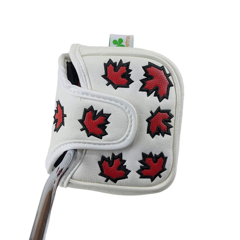 Mallet Putter Headcover For Golf Clubs With Canada Maple Leaf Novelty Design Premium Faux Leather Durable Putter Cover For Most Brands