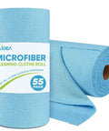 Blue Microfiber Shop Towels Roll With 55 Sheets Washable And Reusable 11x9 Inch Cloths for Cars Automotive Detailing