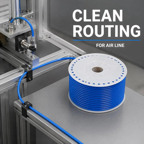 Transparent Pu Pneumatic Tubing For Air Compressors 4Mm To 16Mm Kink Resistant Hose in blue on a spool for clean routing.