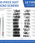 Hella Tough Micro Screw Assortment Kit With Precision Tweezers And Driver, 500 pieces, organized black screws, various sizes for electronics repairs.
