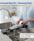 Person using Adjustable Sink Bridge Whetstone Holder for Kitchen Sink, 304 stainless steel base, spans sink for mess-free sharpening.