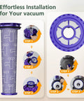Replacement Vacuum Filter Set For DC41 DC65 DC66 UP13 UP20 UP30 Ball Animal Series with installation steps shown