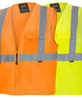 Stay Sharp And Legit On The Job With This Kickass Class 2 High Visibility Mesh Safety Vest Featuring Bold Reflective Tape For Traffic Control And Crew Jobs In Bright Orange, showing front view of orange vest with reflective tape.