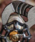 Close-up of Tongue And Groove Pliers 9.5 Inch Straight Jaw With 1.5 Inch Jaw Capacity gripping a pipe, showcasing the undercut groove design.