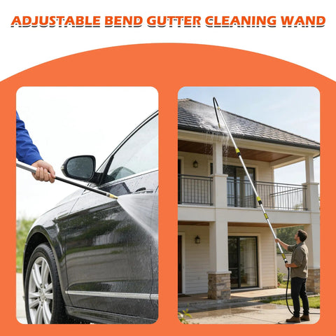 All In One Gutter Cleaning Kit With Telescopic Pole Reaching Up To 24 Feet Flexible Wand cleaning car and house gutters