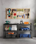 Beefy Heavy Duty Garage Shelving Unit 32 Inch Wide 3 Tier Steel Rack Holds Up To 900 Lbs Adjustable Storage Shelves for Tools and Gear in Your Garage for Home and Workshop Organization and Storage in garage with tools