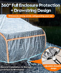 All Weather Waterproof Car Cover With Six Layer Protection in rain with drawstring detail, 186-208 inch fit for sedans.