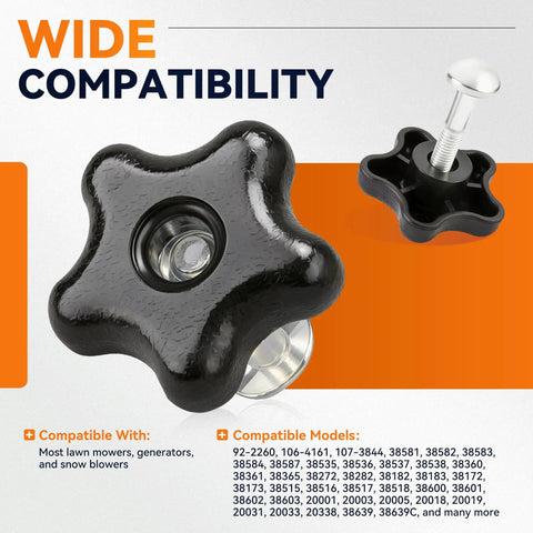 Top Grip Handle Knob And Bolt Washer Kit For Toro Mowers Snowblowers Replaces 922260, 1064161 And 1073844 Locking Screws in black