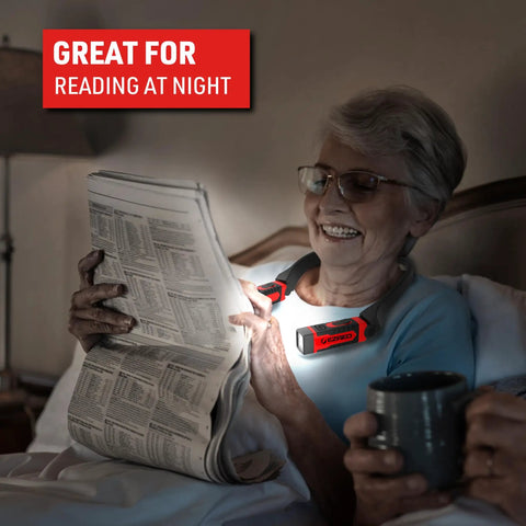 Rechargeable Hands Free Neck Light With 9 Hour Run Time, Four Modes, USB Cord Included, Water Resistant used for reading
