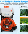 Orange Gas Powered Backpack Fogger With 43cc Engine 20L Mosquito Control Sprayer 12m Spray Range Pro Grade Agricultural