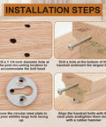 Installation steps for Solid Two Pack Six Foot Red Oak Handrails For Stairs including drilling and securing techniques.