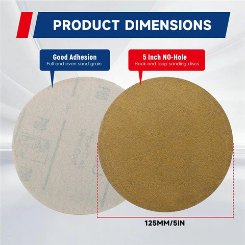 5 inch Hook Loop Sanding Discs made of Aluminum Oxide grit, designed for power tools for smooth quick changes. Grab These Awesome 100 Pc Hook Loop Sanding Discs With Aluminum Oxide Grit For Smooth Quick Changes On Power Tools Without Worry About Loose Paper At Super Fast Spin Speeds.